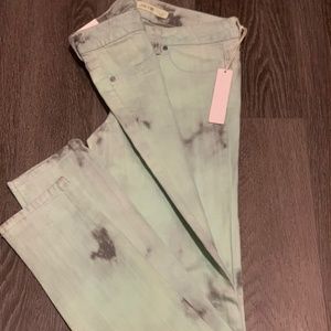 Mint Green Tie-Dye Skinny Jeans